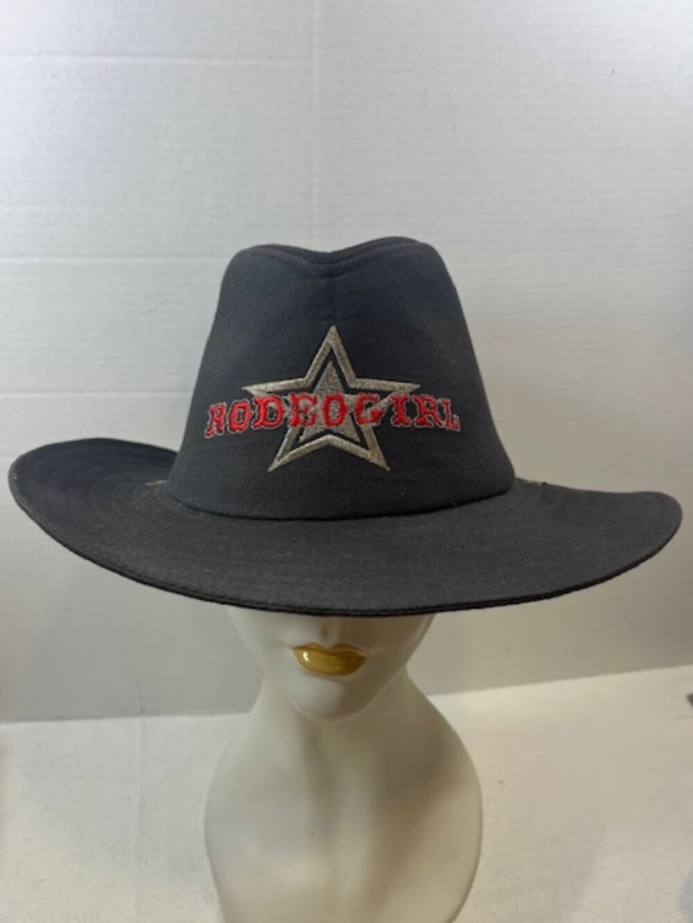 Light Black Rodeo Girl Western Cowgirl Sun Hat Silver Star Cotton Classic